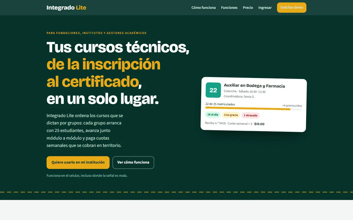 Pantalla de Integrado Lite